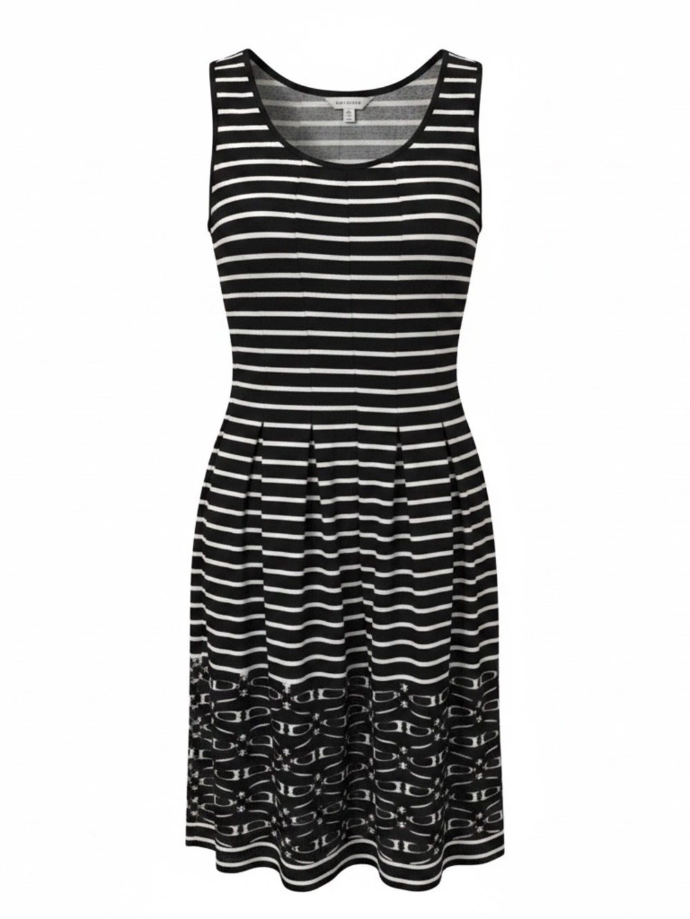 Max Studio Black and White Striped Sleeveless Midi Dress